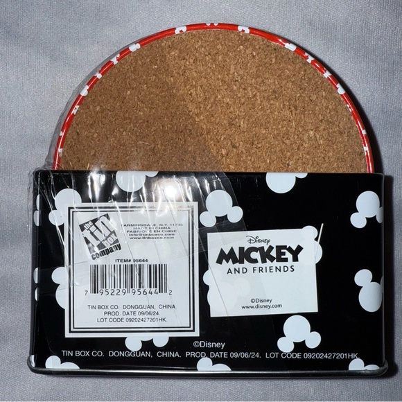 Disney Mickey & Friends 6 Piece Coaster Set Mickey Minnie Mouse Black White Red - Picture 3 of 9